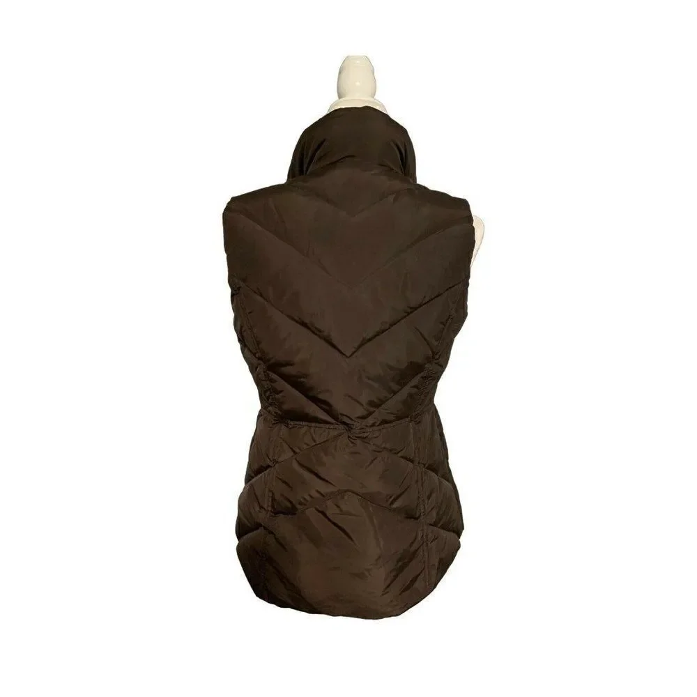 j crew womens solid brown puffer vest jacket Small Medium